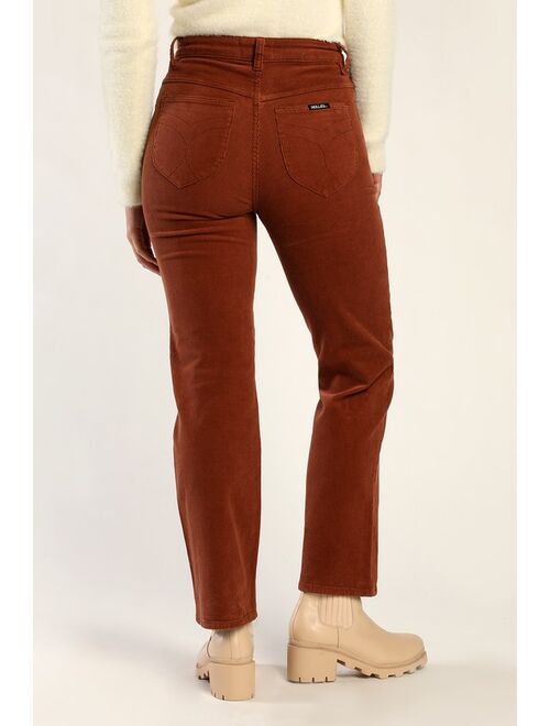 Rolla's Original Straight Rust Brown Corduroy High Rise Pants