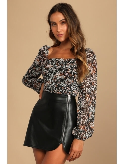 Meant to Stand Out Brown Vegan Leather Zip-Front Mini Skirt