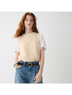 Cropped cable-knit sweater shell