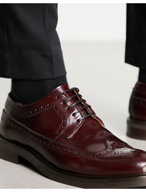 Noak made in Portugal brogue shoes with chunky sole in burgundy leather