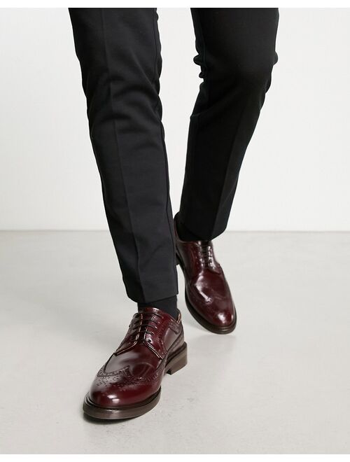 Noak made in Portugal brogue shoes with chunky sole in burgundy leather