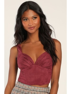 Trendy Pick Brown Faux Suede Bustier Top