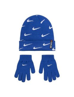 Boys 8-20 Nike Swoosh Repeat Beanie & Gloves Set