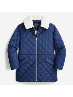 Quilted sherpa-lined puffer jacket