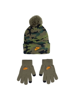 Boys 8-20 Nike Camo Pom Beanie & Texting Gloves Set