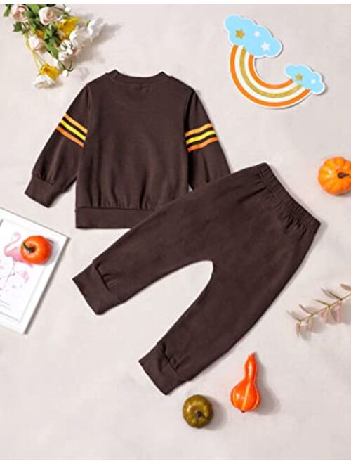 Wiqi Thanksgiving Baby Boy Outfit Toddler Thanksgiving Outfits Turkey Print Pants 18m-5t Holiday 2pcs Clothing Set