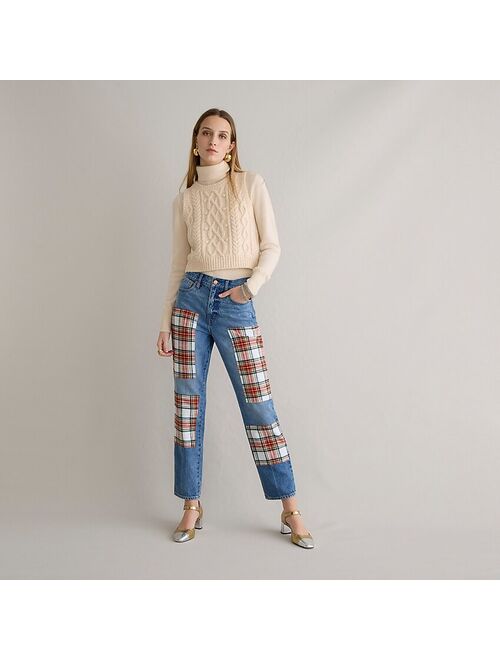 J.Crew High-rise '90s classic straight jean with Snowy Stewart tartan patches