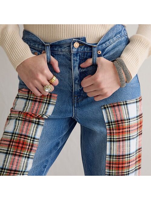 J.Crew High-rise '90s classic straight jean with Snowy Stewart tartan patches