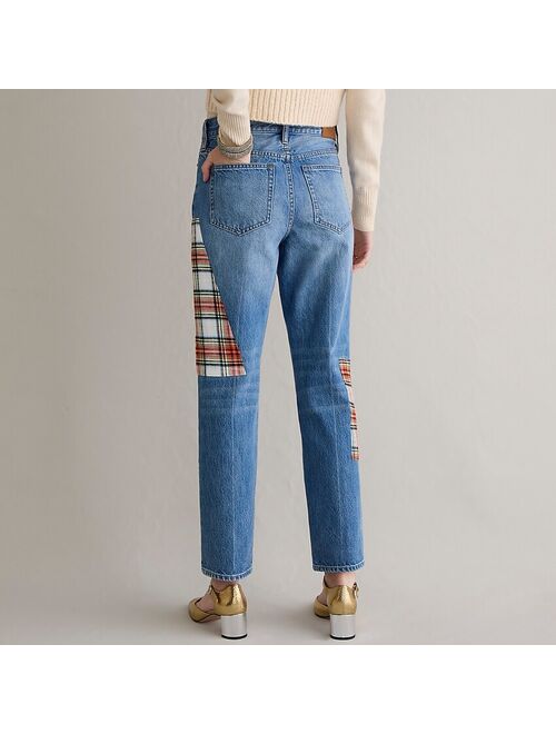 J.Crew High-rise '90s classic straight jean with Snowy Stewart tartan patches