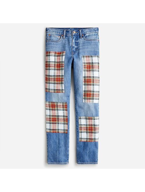 J.Crew High-rise '90s classic straight jean with Snowy Stewart tartan patches