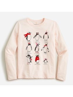 Girls' long-sleeve winter graphic T-shirt