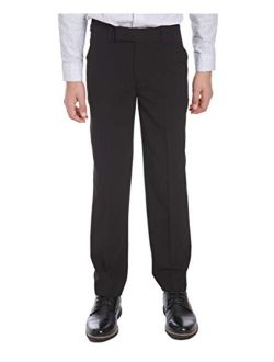 Boys' Flat Bi-Stretch Dress Pant, Straight Leg Fit & Hemmed Bottom, Belt Loops & Functional Front Pockets