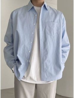 Men Solid Patched Pocket Shirt