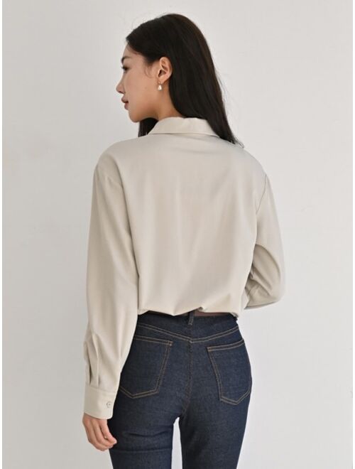 DAZY Drop Shoulder Button Front Shirt