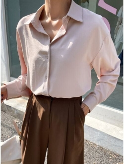 Button Up Drop Shoulder Shirt