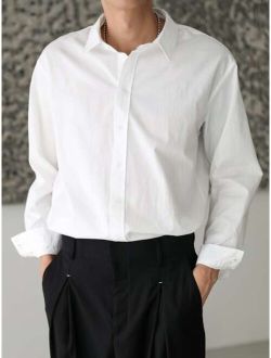 Men Solid Button Front Shirt