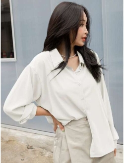 Drop Shoulder Button Front Shirt