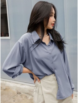 Drop Shoulder Button Front Shirt