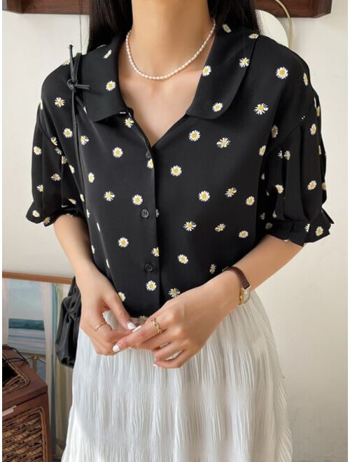 DAZY Floral Print Button Through Shirt