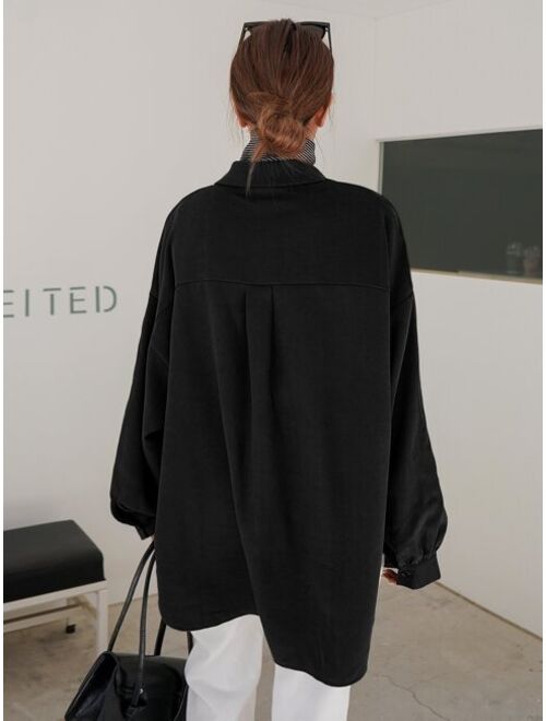 DAZY Drop Shoulder Pocket Patched Blouse