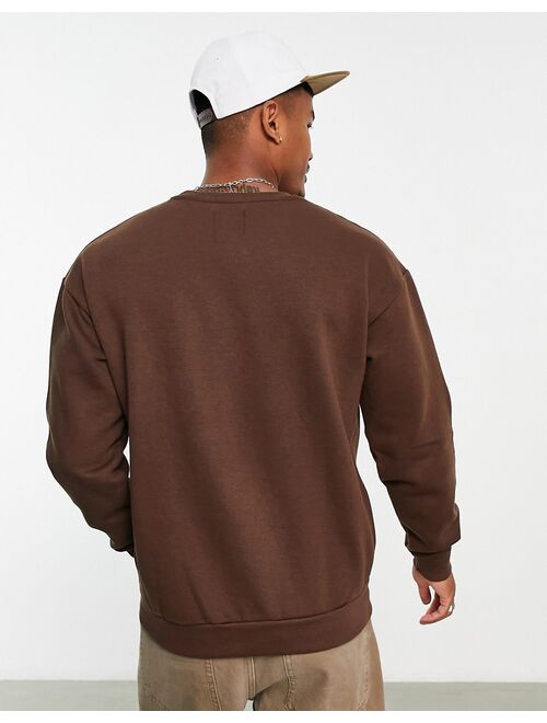 Bershka oversized sweatshirt in brown