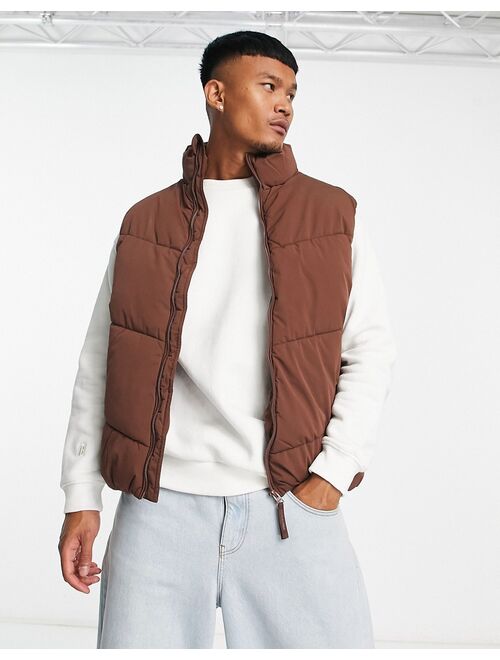 Bershka puffer vest in brown exclusive to ASOS