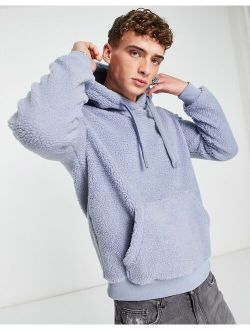 Brave Soul teddy borg hoodie in ice blue