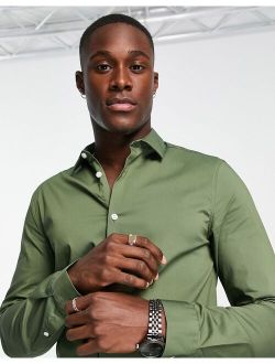 slim fit smart shirt in khaki