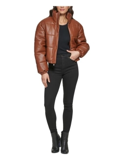 Women's Faux-Leather Puffer Coat