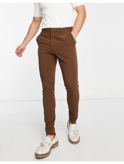 super skinny smart pants in chocolate brown