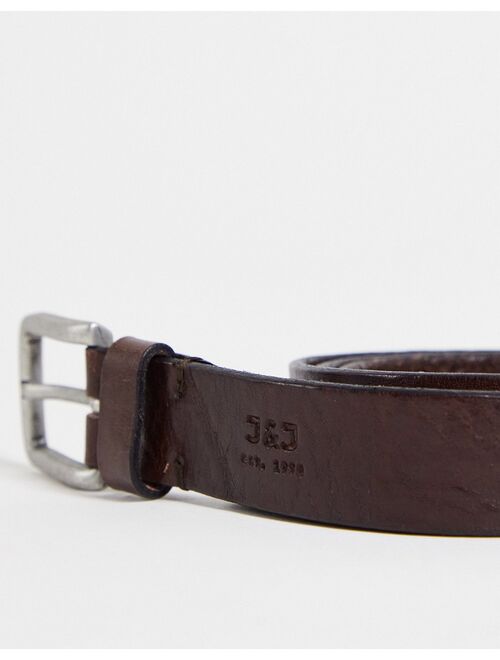 Jack & Jones leather belt in brown