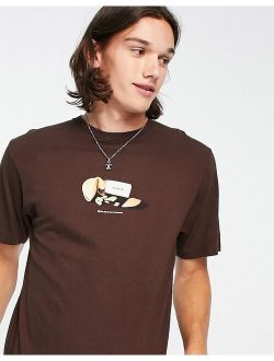 HUF good fortune T-shirt in brown