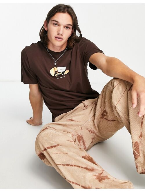 HUF good fortune T-shirt in brown