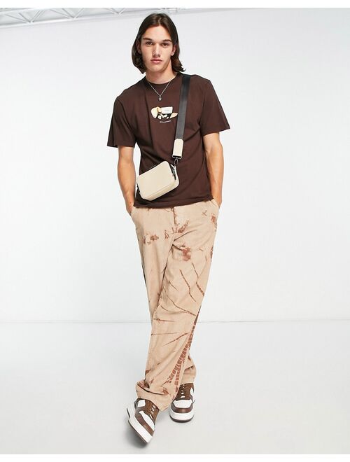 HUF good fortune T-shirt in brown