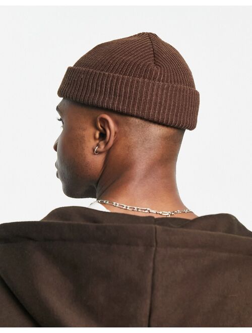 Weekday stan fisherman beanie in brown exclusive at ASOS