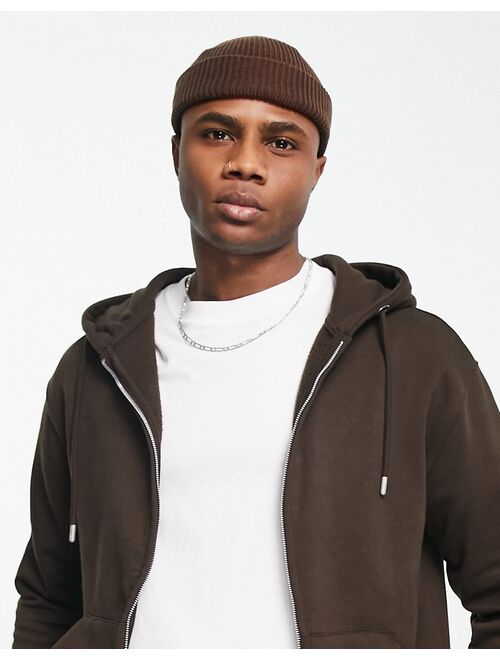 Weekday stan fisherman beanie in brown exclusive at ASOS