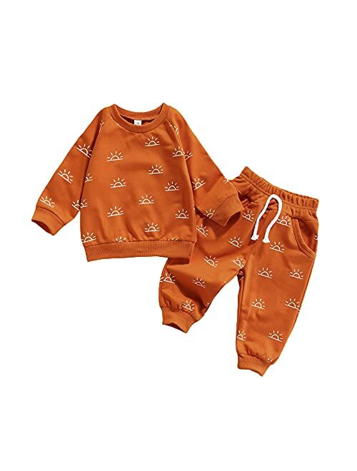 Capbier Newborn Baby Boys Clothes Sets Infant Cute Sun Print Long Sleeve Pullover Sweaters Pants Outfits Unisex Cotton Clothing