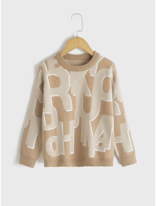 SHEIN Boys Letter Pattern Sweater