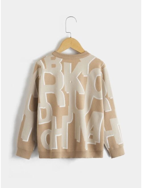 SHEIN Boys Letter Pattern Sweater