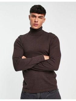 Originals turtle neck sweater in chocolate