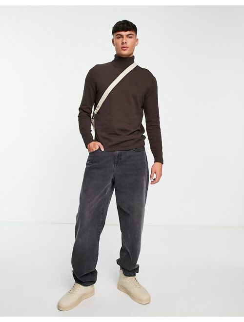 Jack & Jones Originals turtle neck sweater in chocolate