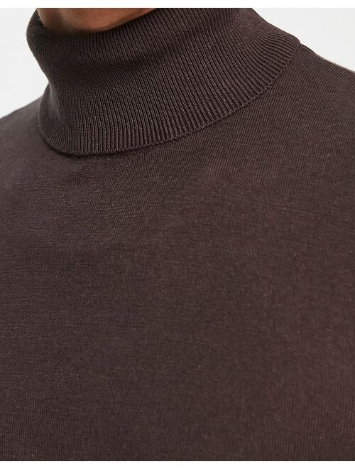 Jack & Jones Originals turtle neck sweater in chocolate