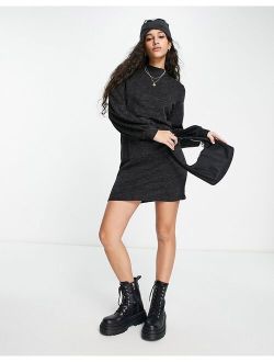 JDY high neck sweater dress in dark gray