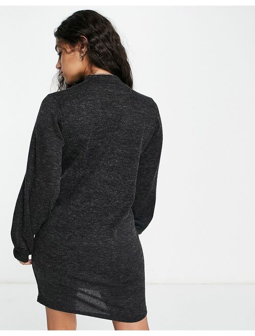 JDY high neck sweater dress in dark gray