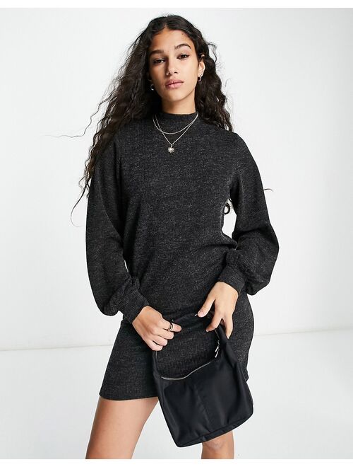 JDY high neck sweater dress in dark gray