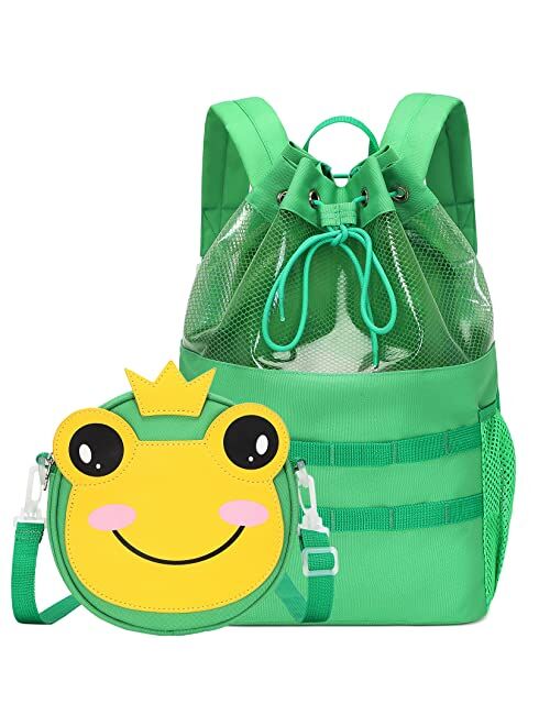 Mygreen Kids Toddler Gym Drawstring Bag Cute Cartoon Zoo Animals Swim Bag Sports Backpack