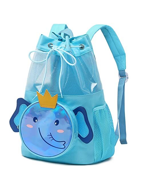 Mygreen Kids Toddler Gym Drawstring Bag Cute Cartoon Zoo Animals Swim Bag Sports Backpack