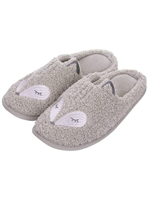 Beslip Cute Animal Slippers for Kids Girls Fox And Bunny House Slippers with Memory Foam Indoor Winter Home Slipper