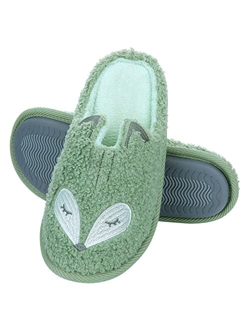 Beslip Cute Animal Slippers for Kids Girls Fox And Bunny House Slippers with Memory Foam Indoor Winter Home Slipper