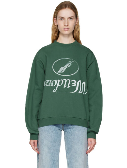 WE11DONE Green Reversed Sweatshirt